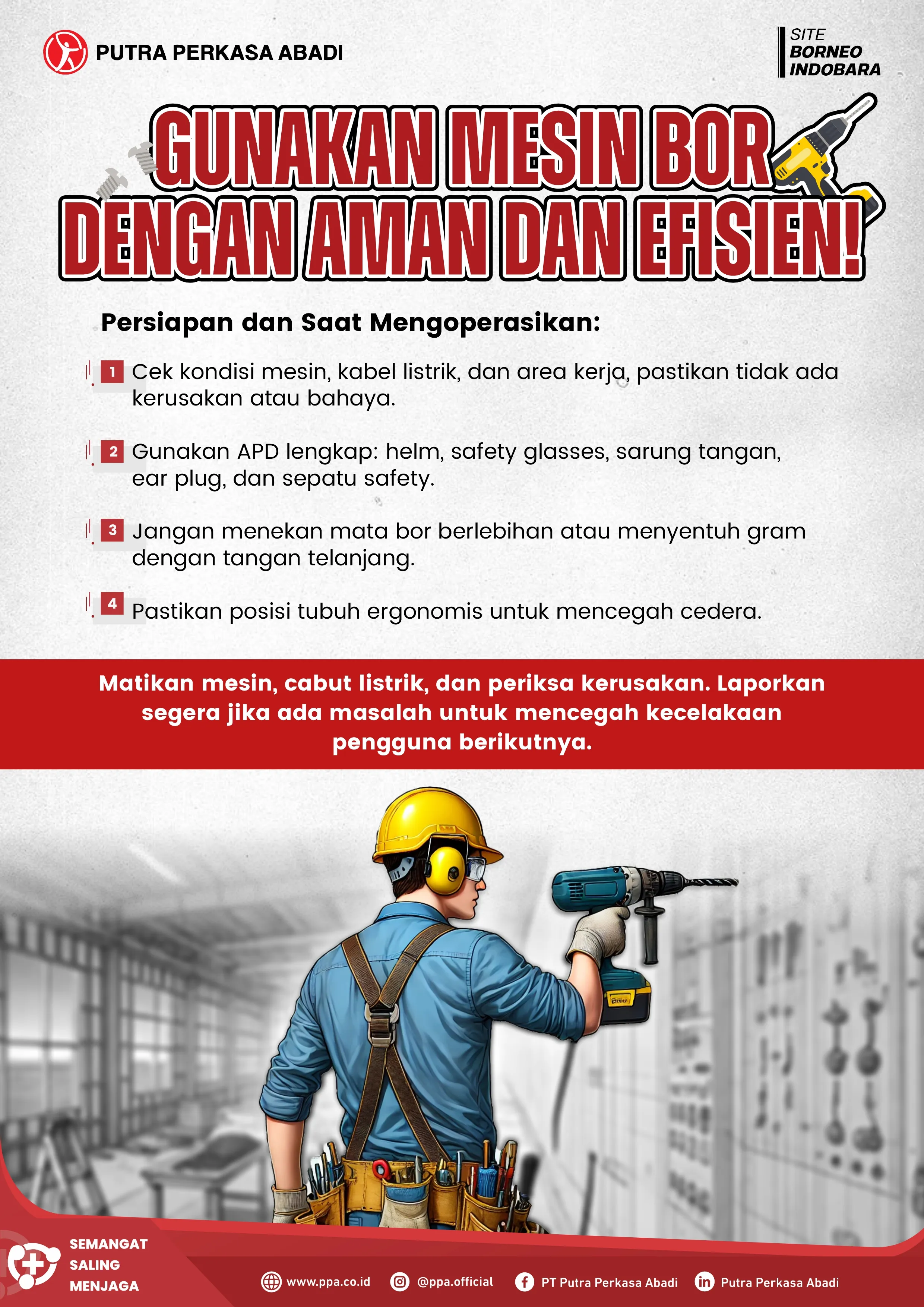 Gunakan Mesin Bor dengan Aman dan Efisien untuk Mencegah Cedera Kerja